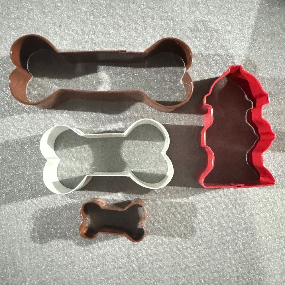 4pc set of cookie cutter molds dog bone hydrant pet treat dog treat